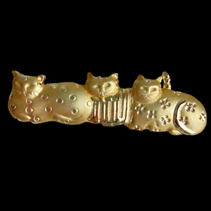 American Jewelry Chain Company vintage cat trio brooch pin goldtone signed AJC